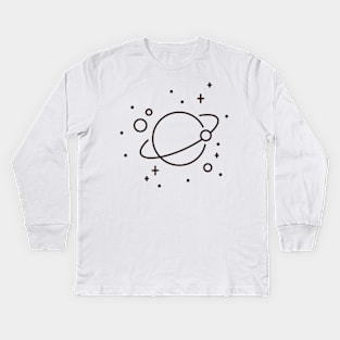 Ringed Planet Line Kids Long Sleeve T-Shirt